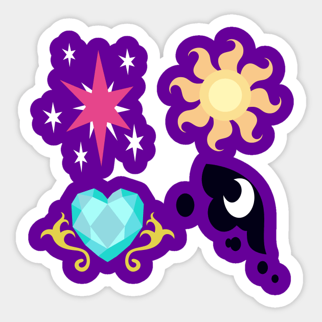 My little Pony - The Four Princesses of Equestria Cutie Mark Sticker by ariados4711